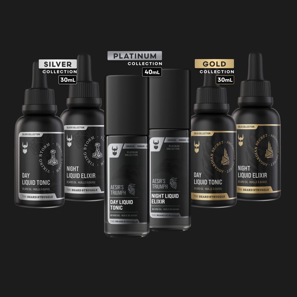 The Beard Struggle Tonic + Elixir Beard Oil Bundle - Gold Collection - Grooming Beard Oil - Softens, Moisturizers, and Strengthens Beard Growth - Pack of 2, Valhalla's Gates
