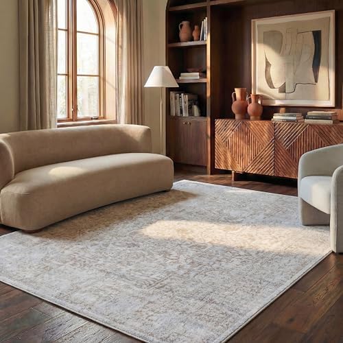 SAFAVIEH Evoke Area Rug 6'7"x9', Ivory & Taupe EVK256E by Unknown