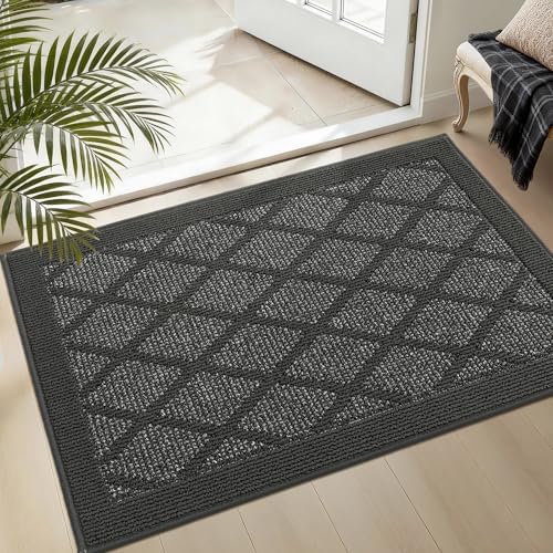 COSY HOMEER Non-Slip Door Mat 24"x36", Entryway Rugs Low Profile, Dark Grey by COSYHOMEER