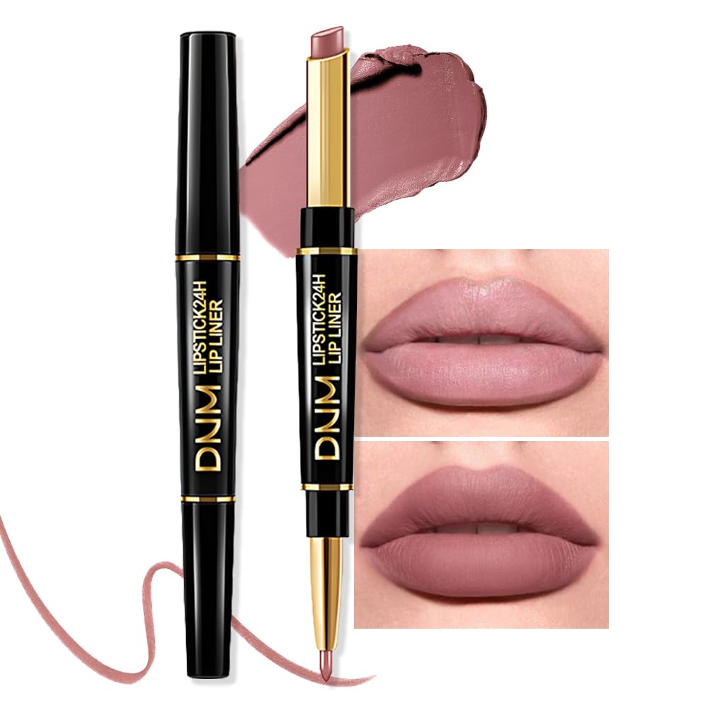 evpct 1Pcs Light Nude Beige Matte Lip Liner and Lipstick Combo Set Kit for Women, Magic Neutral Lipsticks 24 Hours Original Lipstick and Lips Liner Pencil Stain Makeup Long Lasting Waterproof, 23#