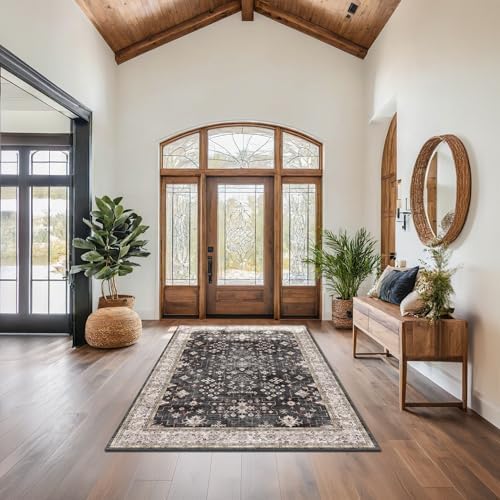 Black Modern Farmhouse 5x8 Area Rug - Image 3