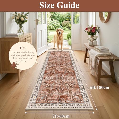 Yamaziot 2x6 Washable Hallway Runner Rug Non Slip Floral Carpet - Image 2