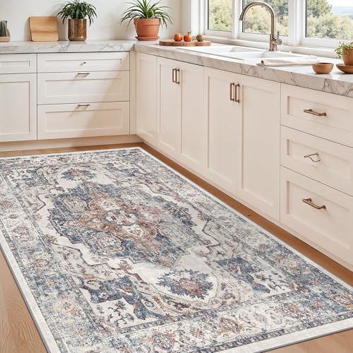 4x6 Living Room Area Rugs: Washable Boho Bedside Rugs Non-Slip Low Pile Small - Image 4