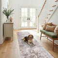 2x8 Washable Kitchen Runner Rug: Modern Abstract Low Pile Rugs BrickGray by Puino