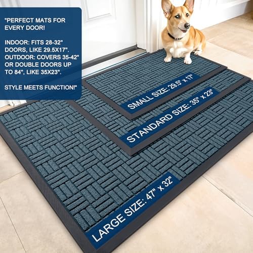 OLANLY Front Door Mat Outside Entrance 47x23, Heavy-Duty Rubber Doormat - Image 2