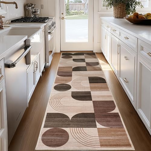 Soft Modern Geometric Abstract Machine Washable 2.7x10 Runner Rug - Image 6