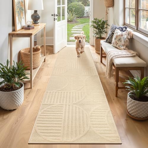 Findosom Hallway Runner Rug 2x8, Geometric High-Low Textured Runner by Findosom