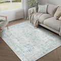 PureCozy Blue Small Area Rug 4x5 Vintage Floral by PureCozy