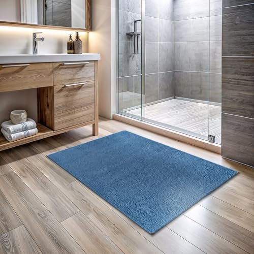 Area Rug 2x3 Blue Door Mat Washable Indoor Rug Ultra Plus Thick Pile Solid Non - Image 5
