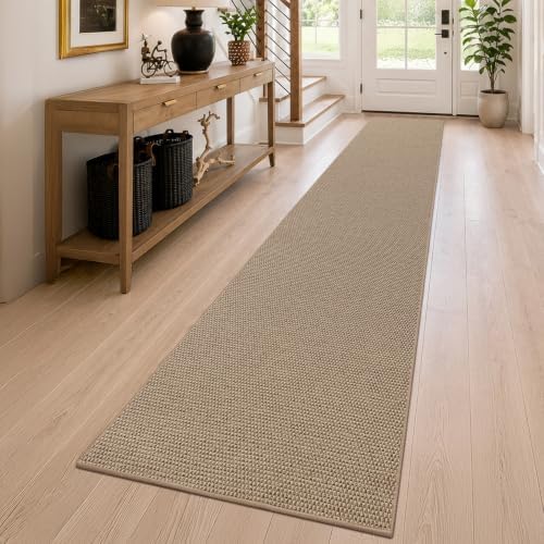 DEXI Thin Hallway Runner Rug 2'8"x14', Non Slip Entryway Rugs, Dark Beige by DEXI