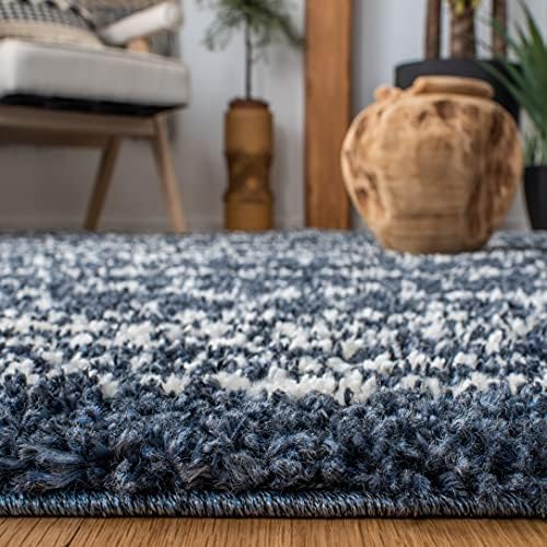 SAFAVIEH Arizona Shag Rug 9'x12', Soft Plush Slate Blue & Ivory ASG741L - Image 5