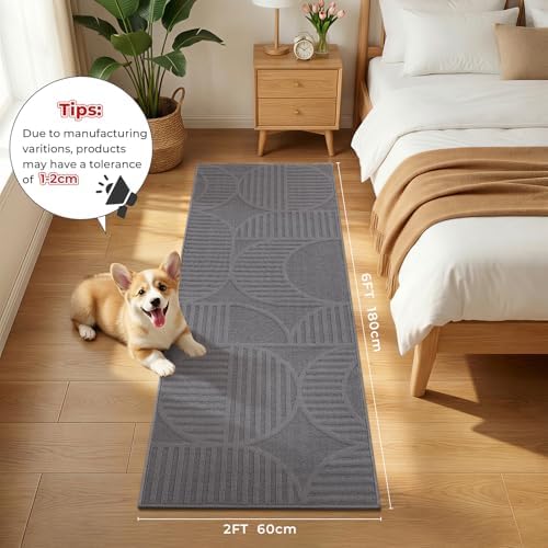 Findosom Hallway Runner Rug 2x6, Geometric High-Low Textured Runner - Image 2