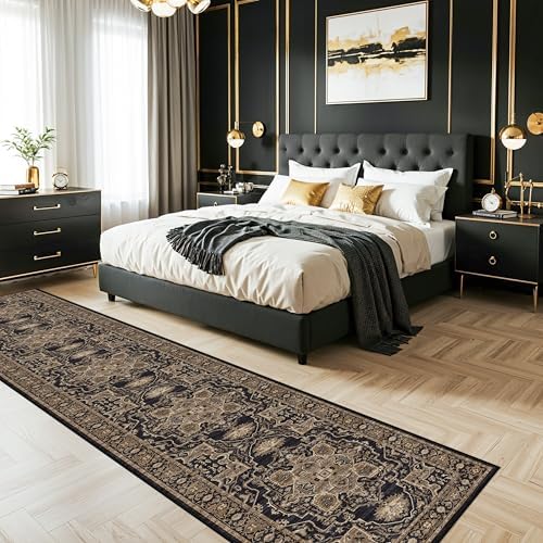 Black Gold 2x12 Runner Rug: Washable Soft Hallway Runners - Image 4