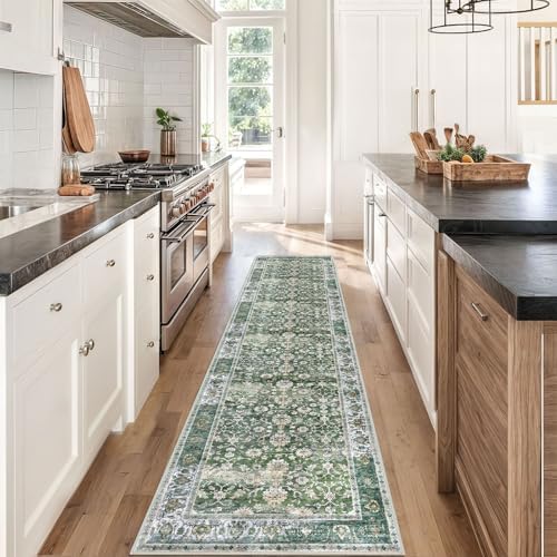 KUTA Vintage Washable Runner Rug 2x8 Green Runners - Image 4