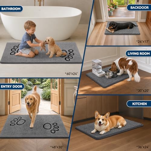 Bcoimo Dog Door Mat for Muddy Paws – Super Absorbent & Quick Dry Chenille - Image 6