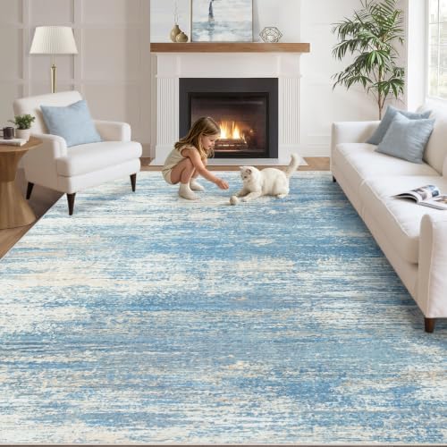 Washable Rug 6x9 Area Rugs for Living Room: Neutral Soft Rug Abstract Non Slip by LOSBULAKE