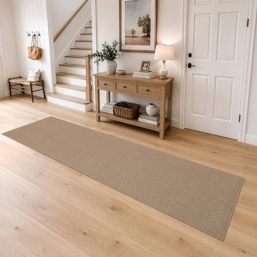 DEXI Thin Hallway Runner Rug 2'4"x12', Non Slip Entryway Rugs, Dark Beige - Image 3
