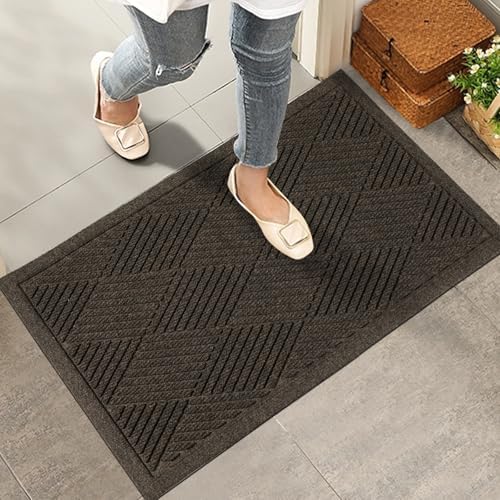 HIYARD Sturdy Front Door Mat, Absorbent Muddy Dirt Resist Welcome Door Mats by HIYARD