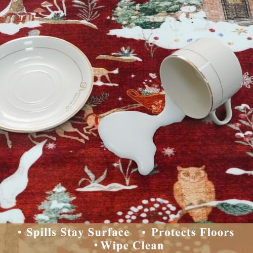 3-Piece Christmas Rug Set for Kitchen: Red Washable Throw Kitchen Mat Low Pile - Image 7