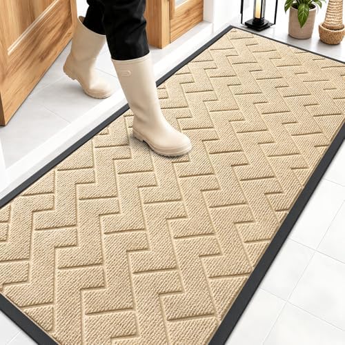OLANLY Front Door Mat Outside 59x23, All-Season Absorbent Rubber Doormat by OLANLY
