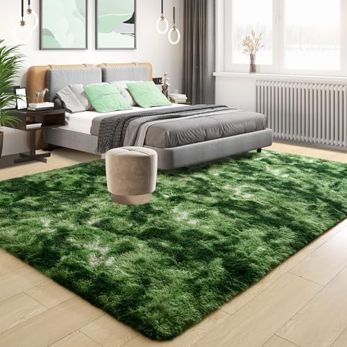 Tepook 5x8 Soft Fluffy Dark Green Area Rugs - Image 2