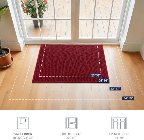 YIHOUSE Dirt Trapper Door Mat 24" x 36", Non-Slip Washable Entrance Mat - Image 2