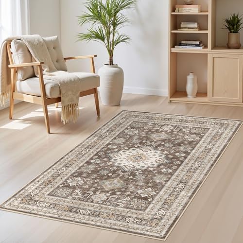 cotiled 3x5 Area Rug for Living Room, Traditional, Dark Brown by COTILED
