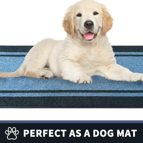PURRUGS Dirt Trapping Indoor Door Mat, Light Blue & Navy - Image 6