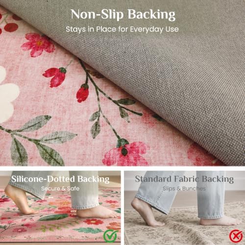 JOLLYVOGUE Floral Area Rug 2x3, Washable Rug - Image 4