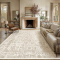 PureCozy Light Brown Area Rug 9x12 Vintage Floral by PureCozy