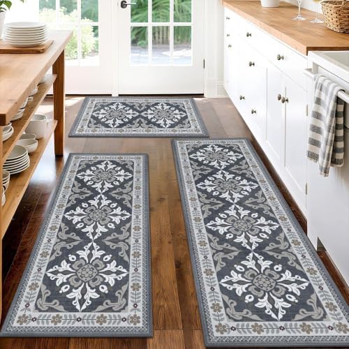 3 Piece Kitchen Rugs Set, Non Slip Washable Floor Mats by Unknown