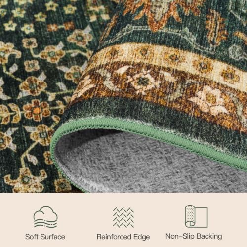 Lofus 5x7 Washable Area Rug for Living Room, Non-Slip Green Boho Carpet - Image 6