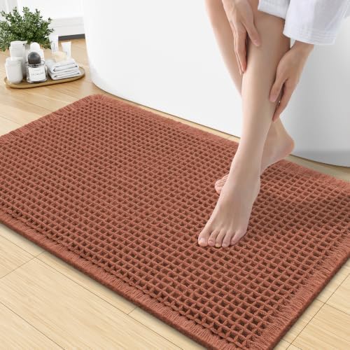 Smiry Waffle Bath Mat 30X18, Extra Soft Absorbent Bathroom Rugs by Smiry