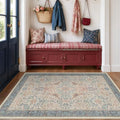 Boho Floral Bird Pattern 4x6 Large Mudroom Rug by HazoHaus
