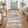 KOZYFLY Modern Rug Runner for Hallway 2x8 Green/Turquoise Kitchen Runner by KOZYFLY
