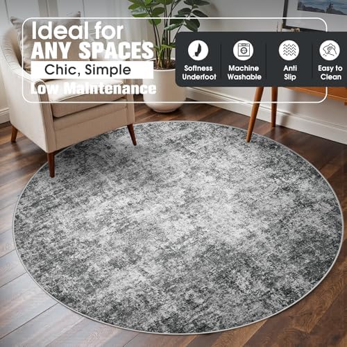 Aelenmu Round Rug 6ft Washable Rug - Image 3