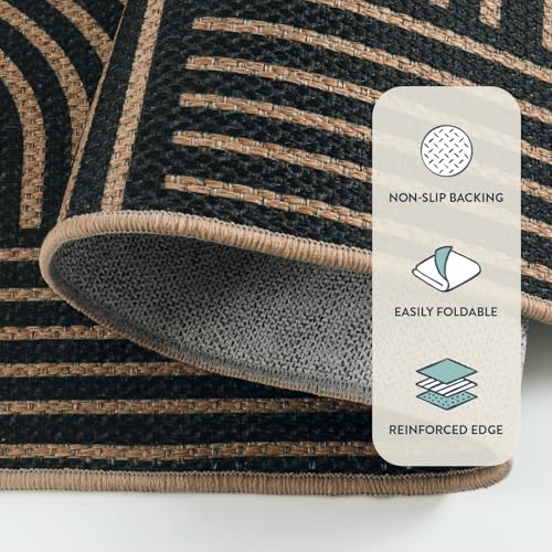 Lahome Modern Geometric Black Runner Rug, 2x8 Indoor Outdoor Hallway Runner - Image 5