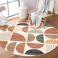MUJOO Round Rug 4ft Small Circle Area Rug Washable Non Slip Modern Abstract by MUJOO