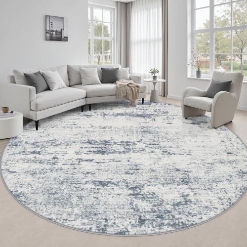Round Area Rug Living Room: 8 ft Modern Washable Indoor Carpet by FXRHLP