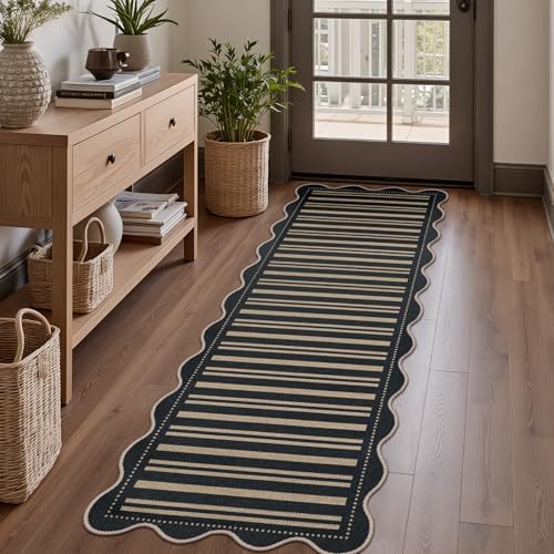 Striped Easy Jute Runner Rug, 2x6 Kitchen Rug Non Slip Washable Outdoor Runner by LORWER
