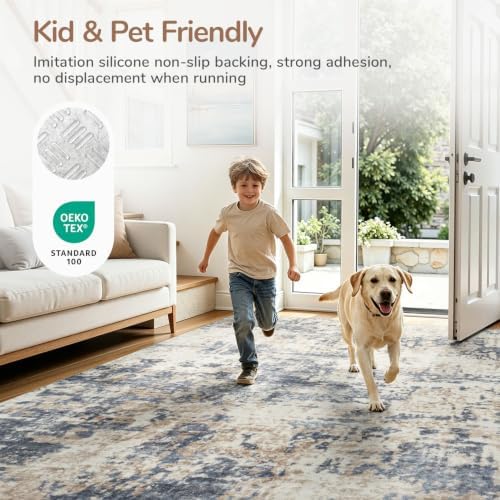 Lessymo Bedroom Rugs 6x9, Washable Carpet Living Room, Abstract Brown - Image 3