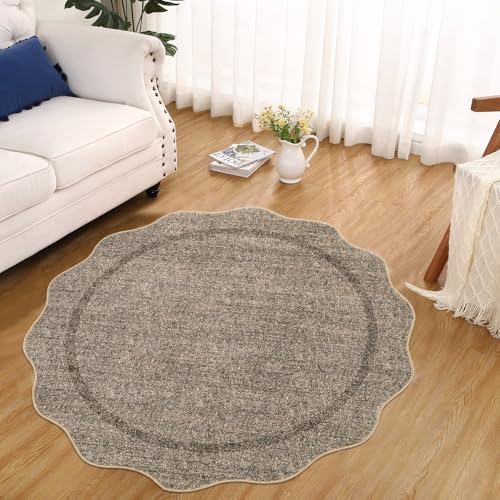 GarveeHome Scalloped Round Washable Rug, Soft Modern Round Rugs 5ft by GarveeHome