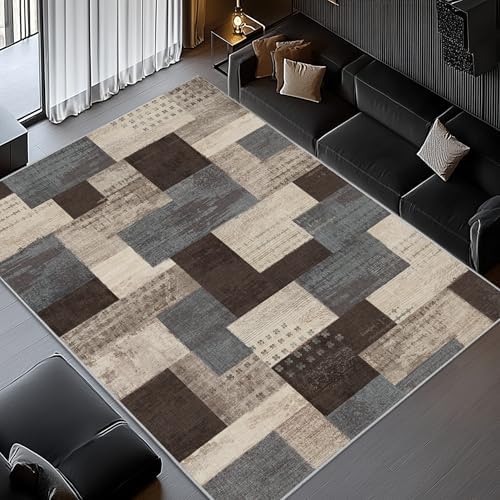 Modern Geometric Patchwork Indoor Blue Area Rug - Image 2