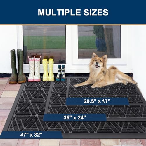 Smiry Front Door Mat Outside Entrance, Low Profile Rubber Doormat - Image 2