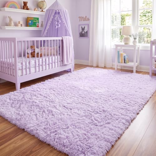 Amdrebio Light Purple Large Shag Area Rug 6x9 - Image 6