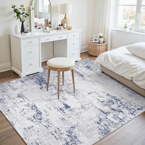 6x9 Area Rugs for Living Room Large Washable Abstract Rug Night Blue/Grey - Image 6