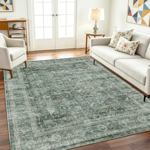 CHAMPLANT Washable Area Rug 10'x14' Boho Design Non-Shedding Easy Care Ideal - Image 2