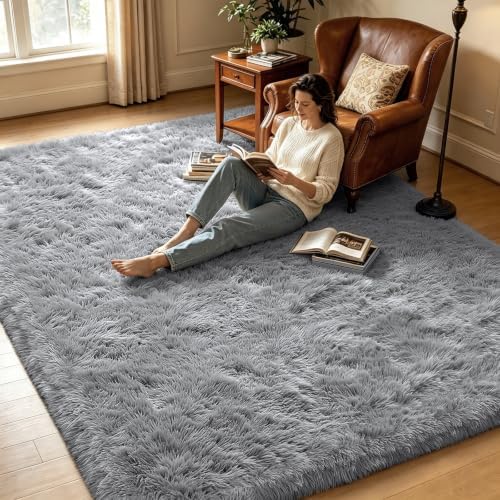 Light Grey 2x4 Area Rugs for Bedroom, Fluffy Rug Small Rug Bedside Carpet - Image 4