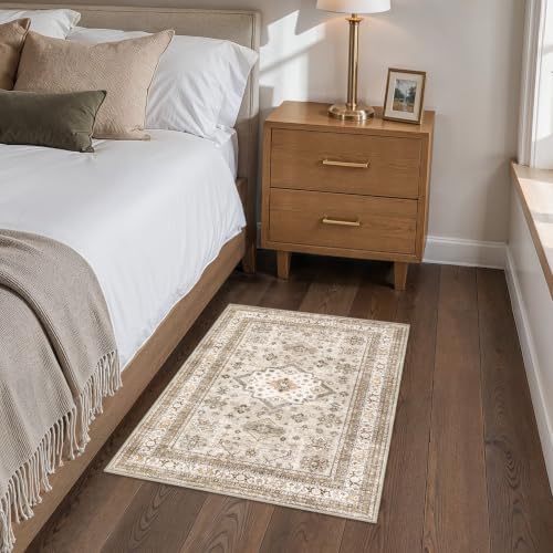 cotiled 2x3 Area Rug for Living Room, Traditional, Light Brown - Image 4
