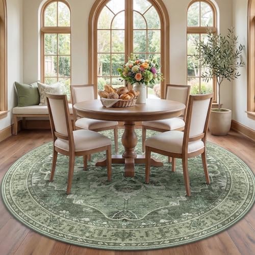RELEANY Washable Area Rug, Round 7ft by RELEANY